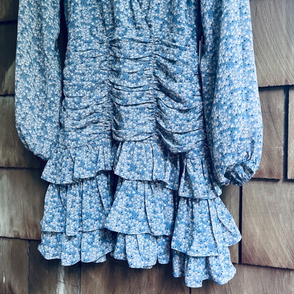 Revolve ASTR Tiered Ruffle Floral Mini Dress  Romantic Prairie Cottagecore S - Picture 7 of 16